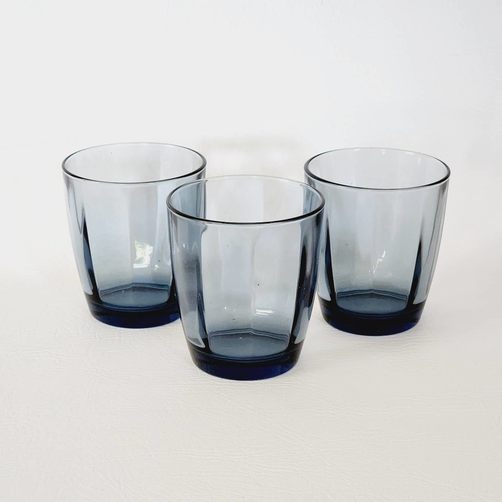 Bormioli Rocco, "Pulsar" Glass Water Ocean Blue, Set of 3 Rocks Glasses